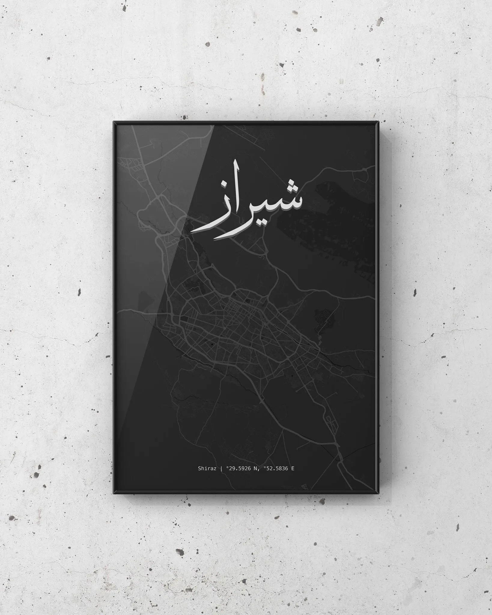 تابلو دکوراتیو مینیمال نقشه شهر شیراز