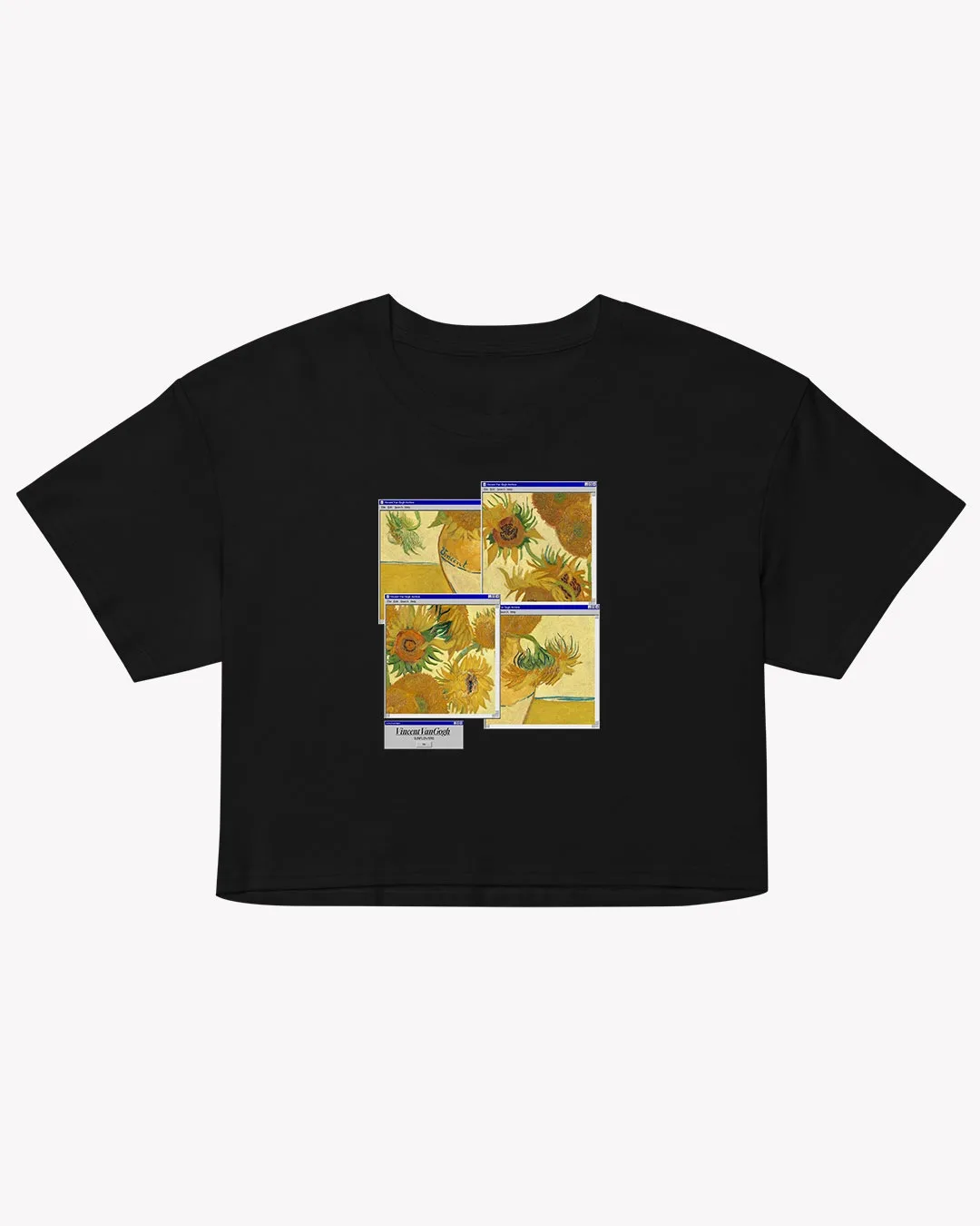 تیشرت کراپ ونگوگ گل‌های آفتابگردان Van Gogh Sunflowers